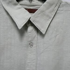 Perry Ellis‎ men's size XL green button-up short sleeve top shirt linen cotton